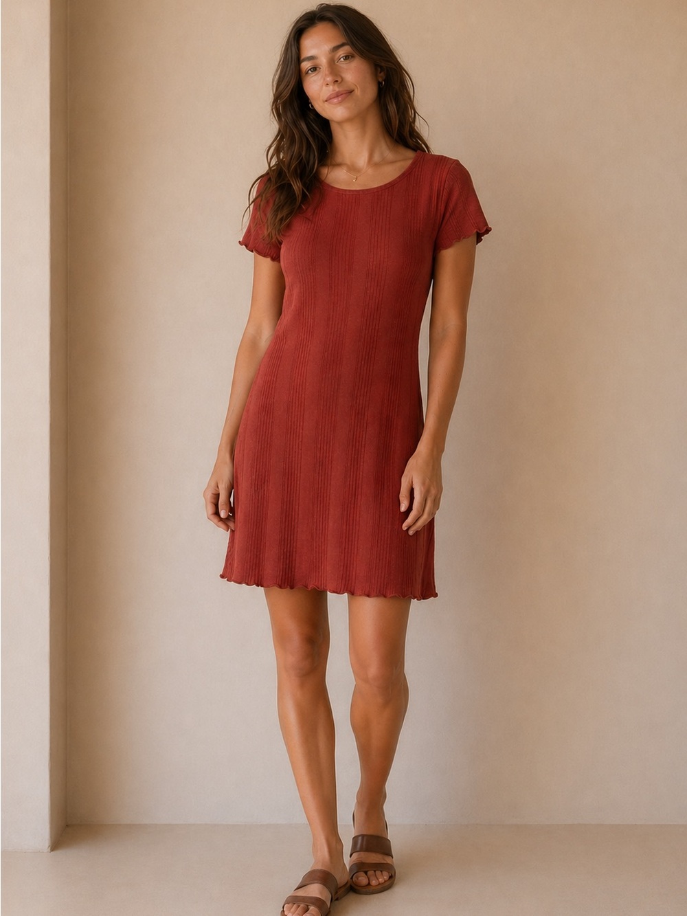 American Eagle - Rusty Red - Ribbed Knit - Mini Dress - Casual summer Dresses